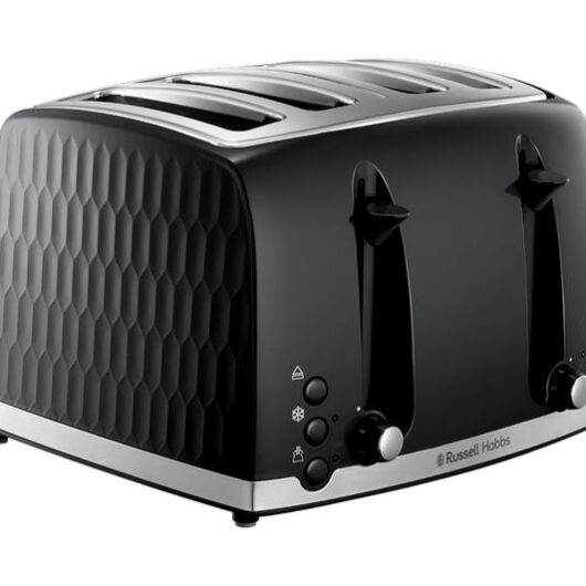 RUSSELL HOBBS Honeycomb 4-Slice Toaster - Black