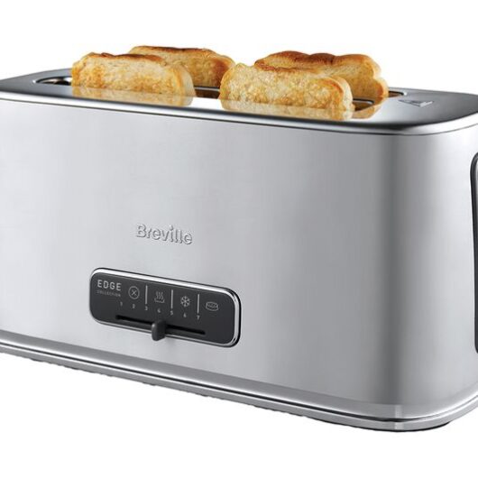 BREVILLE Edge Long Slot VTR023 4 Slice Toaster - Brushed Stainless Steel