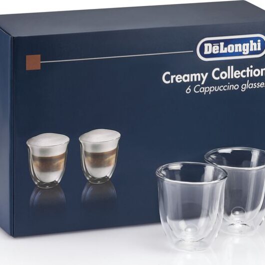 DELONGHI Creamy Collection DLKC301 Double Wall Cappuccino Glasses - Pack of 6