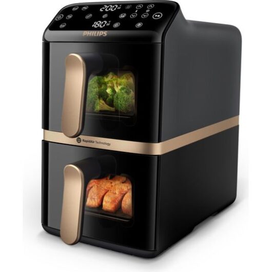 PHILIPS 4000 Series NA462/79 Stacked Dual Basket Air Fryer - Black & Copper