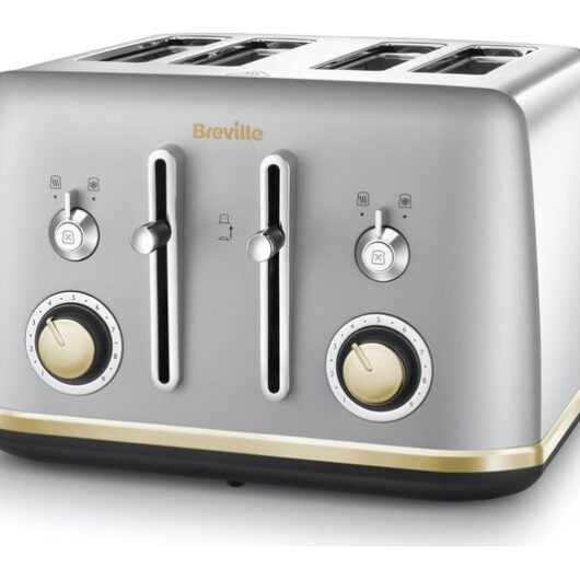 BREVILLE Mostra VTT929 4-Slice Toaster - Silver & Gold