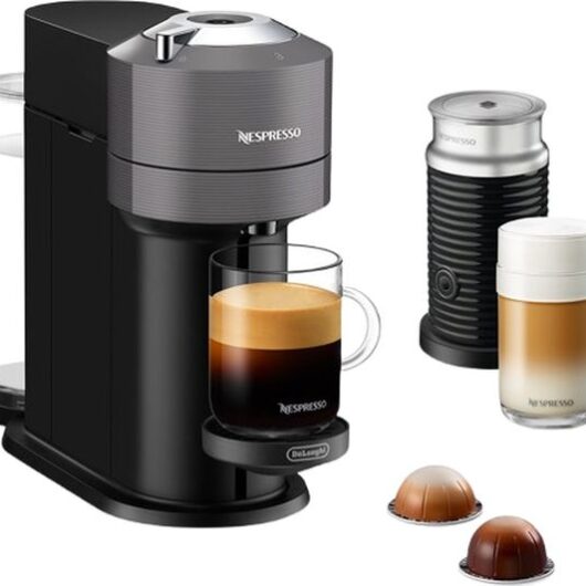 NESPRESSO by De'Longhi Vertuo Next ENV120.GYAE Pod Coffee Machine with Aeroccino Milk Frother - Grey