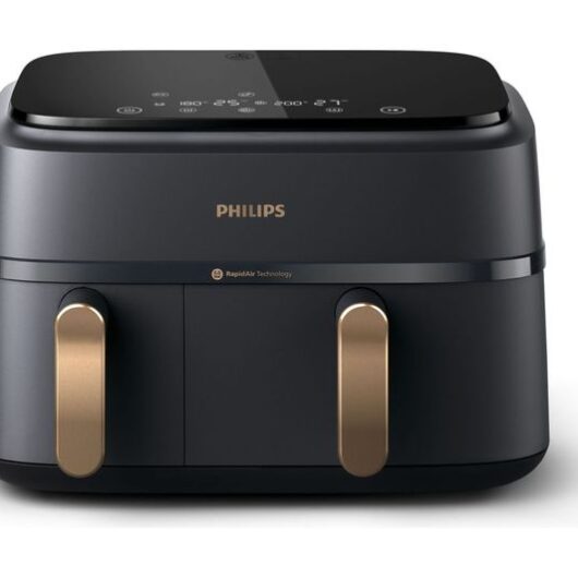 PHILIPS 3000 Series NA352/00 9L Dual Basket Air Fryer - Charcoal Grey & Copper