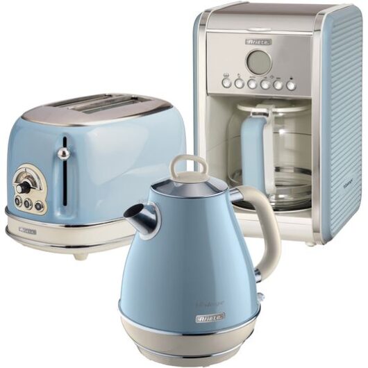 ARIETE ARPK9 Vintage Toaster, Kettle & Coffee Machine Bundle - Blue