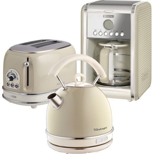 ARIETE Vintage ARPK13 Toaster, Kettle & Coffee Machine Bundle - Beige