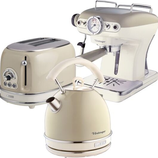 ARIETE Vintage ARPK16 Toaster, Kettle & Coffee Machine Bundle - Beige