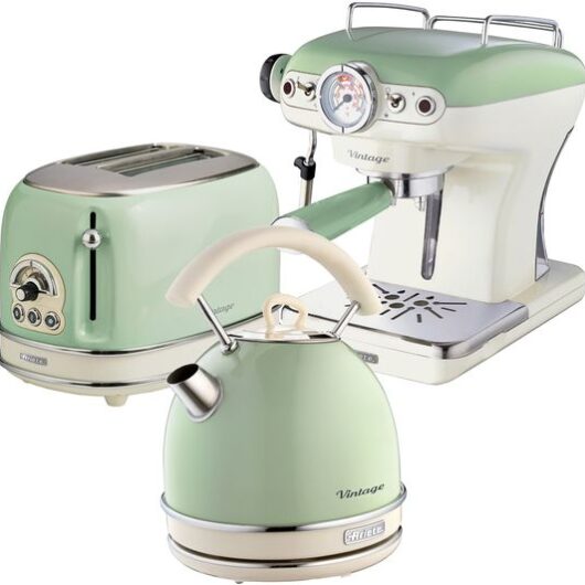 ARIETE Vintage ARPK17 Toaster, Kettle & Coffee Machine Bundle - Green