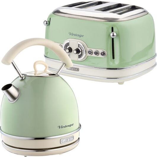 ARIETE Vintage ARPK40 4-Slice Toaster & Traditional Kettle Bundle - Green