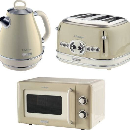 ARIETE Vintage ARPK61 Microwave, Jug Kettle & 4-Slice Toaster Bundle - Cream