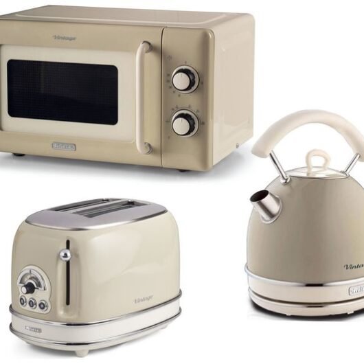 ARIETE Vintage ARPK64 Microwave, Traditional Kettle & 2-Slice Toaster Bundle - Cream