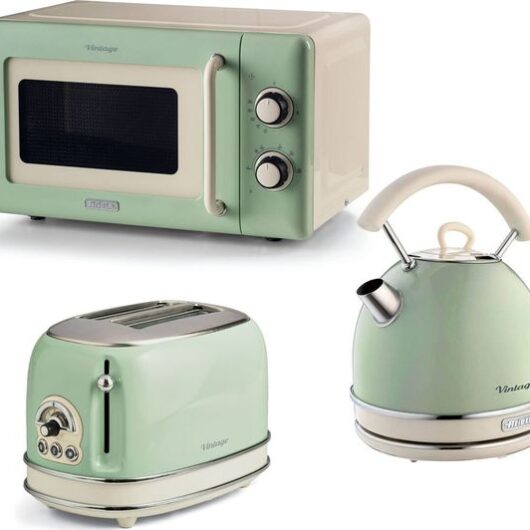 ARIETE Vintage ARPK64 Microwave, Traditional Kettle & 2-Slice Toaster Bundle - Green