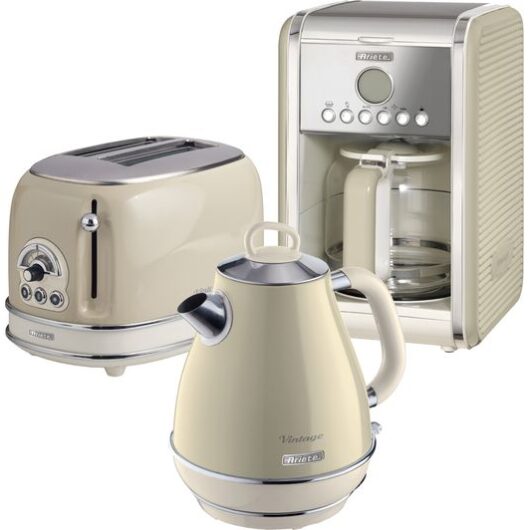ARIETE Vintage ARPK7 Coffee Machine, Toaster & Kettle Bundle - Beige