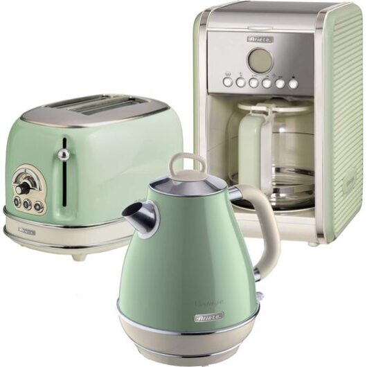 ARIETE Vintage ARPK8 Coffee Machine, Toaster & Kettle Bundle - Green