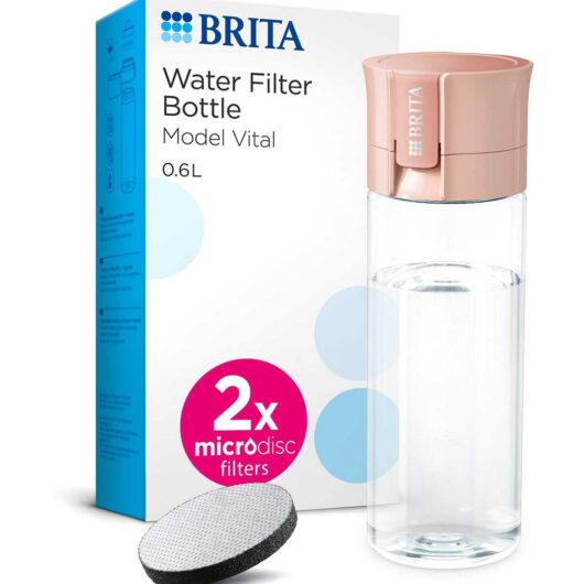 Brita Water Filter Bottle Vital Apricot (600Ml) Inc. 2X Microdisc Filters