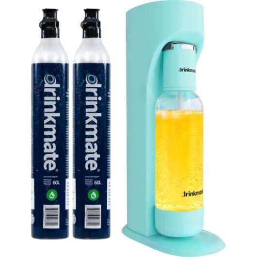 DRINKMATE OmniFizz Sparkling Water Maker with 2 CO2 Cylinders - Arctic Blue