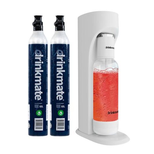 DRINKMATE OmniFizz Sparkling Water Maker with 2 CO2 Cylinders - Classic White