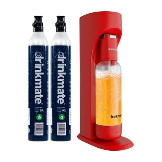 DRINKMATE OmniFizz Sparkling Water Maker with 2 CO2 Cylinders - Royal Red