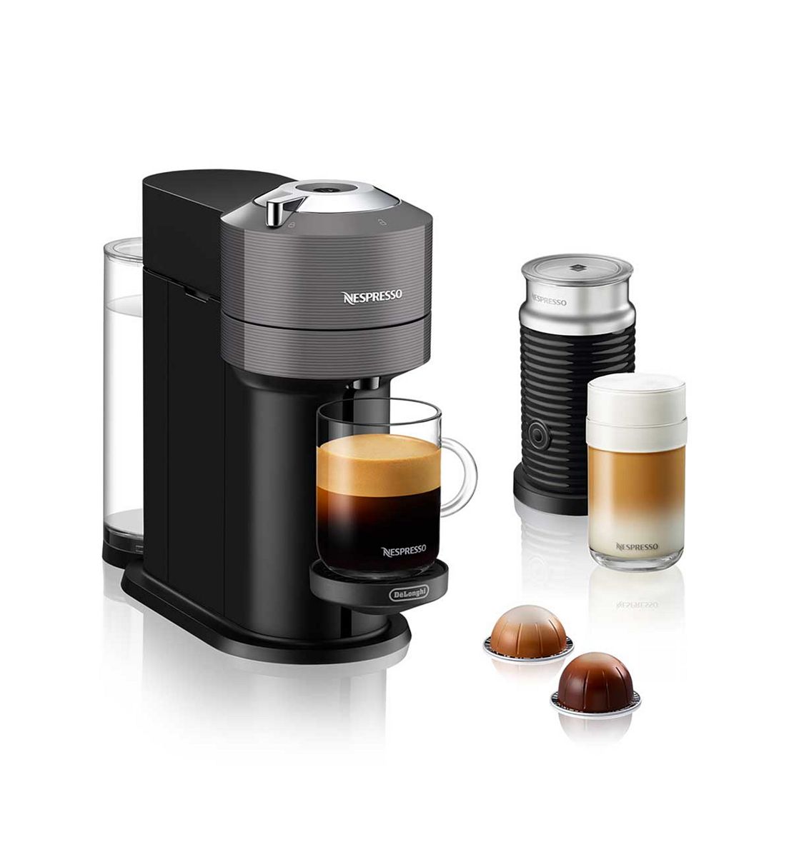 DeLonghi De'longhi Nespresso Vertuo Next & Aeroccino Grey
