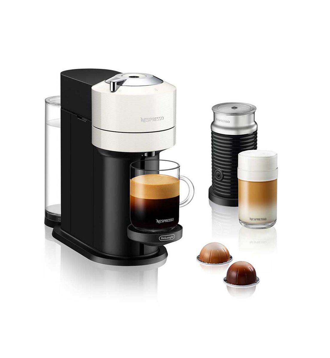 DeLonghi De'longhi Nespresso Vertuo Next & Aeroccino White