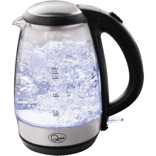 QUEST 36890 Fast Boil Glass Jug Kettle - Black & Silver