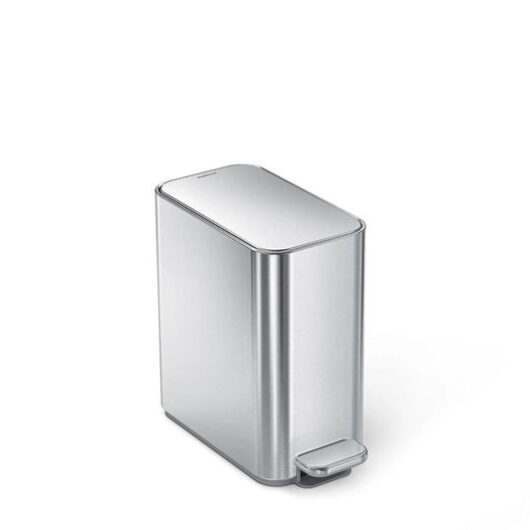 SIMPLEHUMAN CW2096 5-litre Slim Rectangular Pedal Bin - Silver