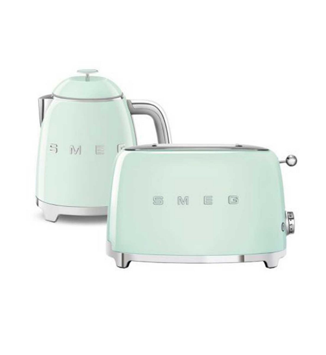 Smeg 50's Style Mini Kettle And 2 Slice Toaster In Pastel Green