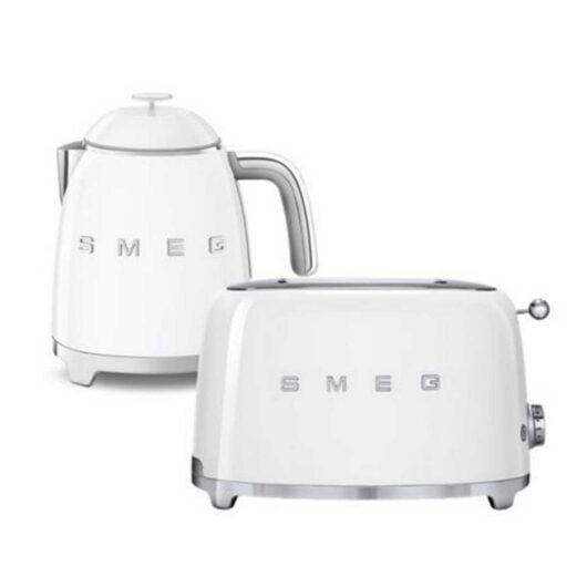 Smeg 50's Style Mini Kettle And 2 Slice Toaster In White