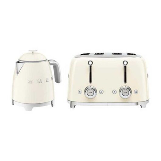 Smeg 50's Style Mini Kettle And 4 Slice Toaster In Cream