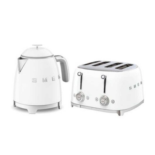 Smeg 50's Style Mini Kettle And 4 Slice Toaster In White