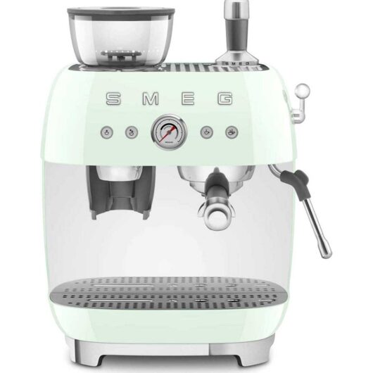 Smeg Espresso Coffee Machine With Grinder In Pastel Green