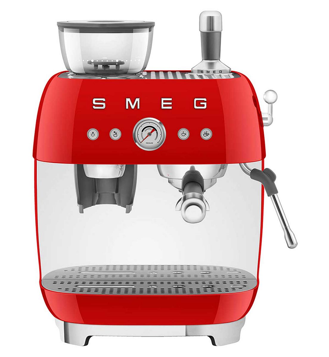 Smeg Espresso Coffee Machine With Grinder Red