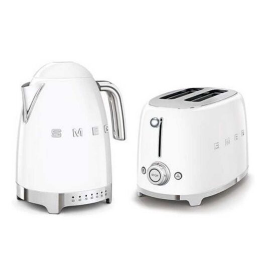 Smeg Jug Kettle And 2 Slice Toaster In White