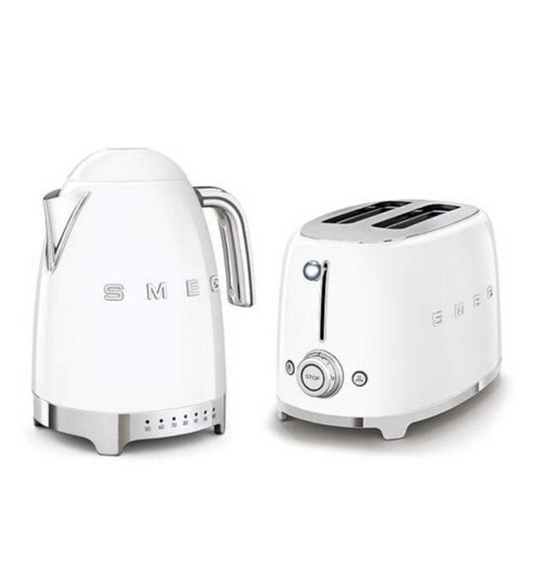 Smeg Jug Kettle And 2 Slice Toaster In White