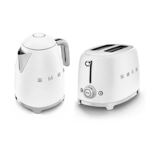 Smeg Kettle And 2 Slice Toaster In Matte White