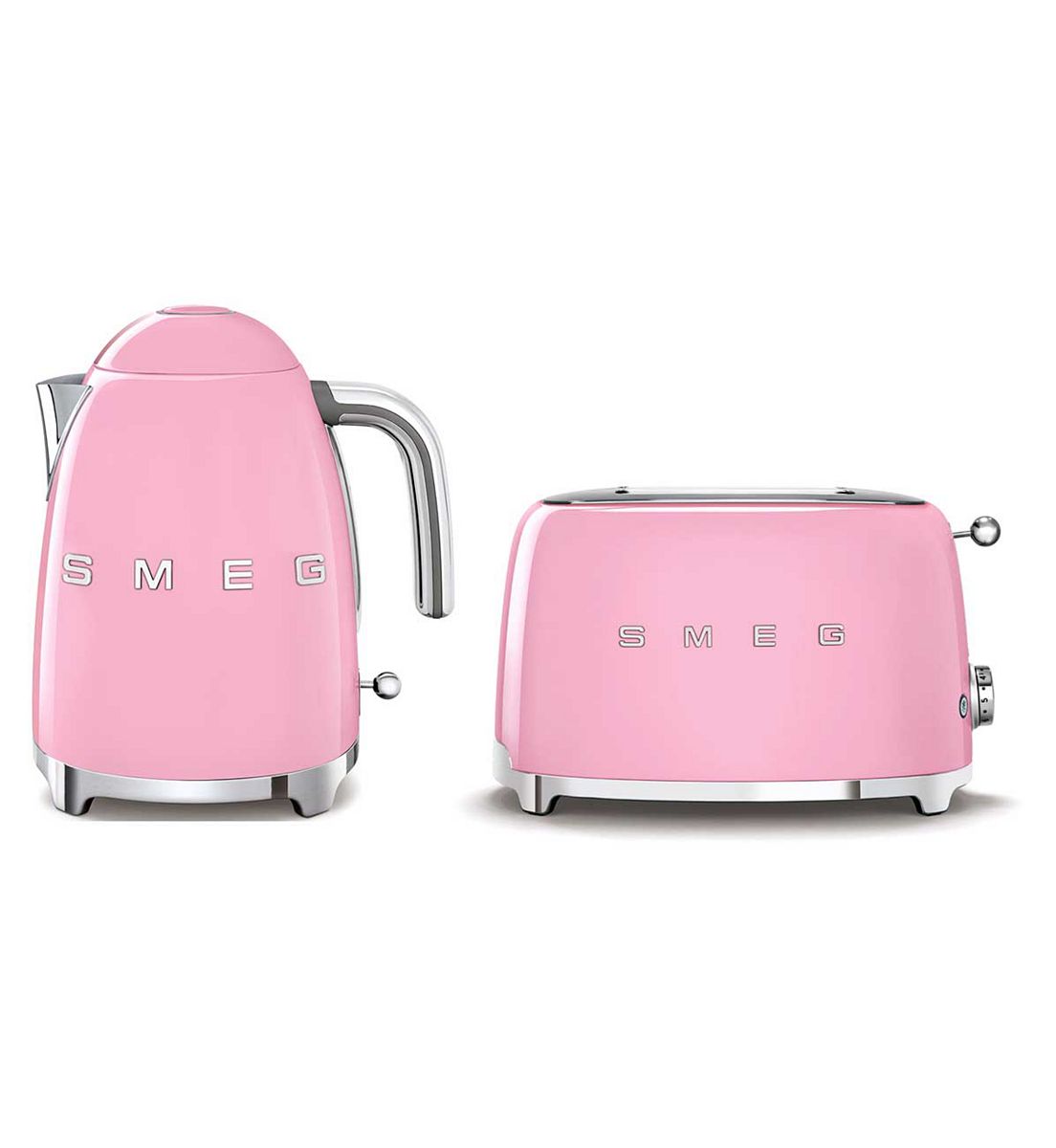 Smeg Kettle And 2 Slice Toaster Pink Set