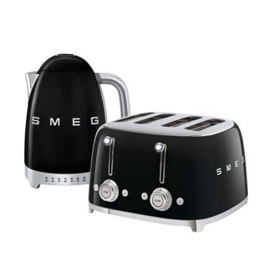 Smeg Kettle And 50S 4 By Slice Toaster In Black