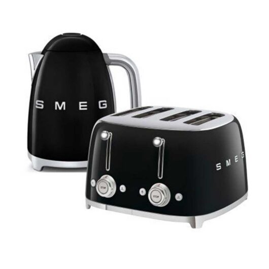 Smeg Kettle And 50S 4 By Slice Toaster In Black