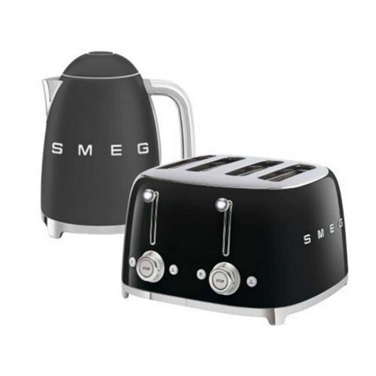 Smeg Kettle And 50S 4 By Slice Toaster In Black