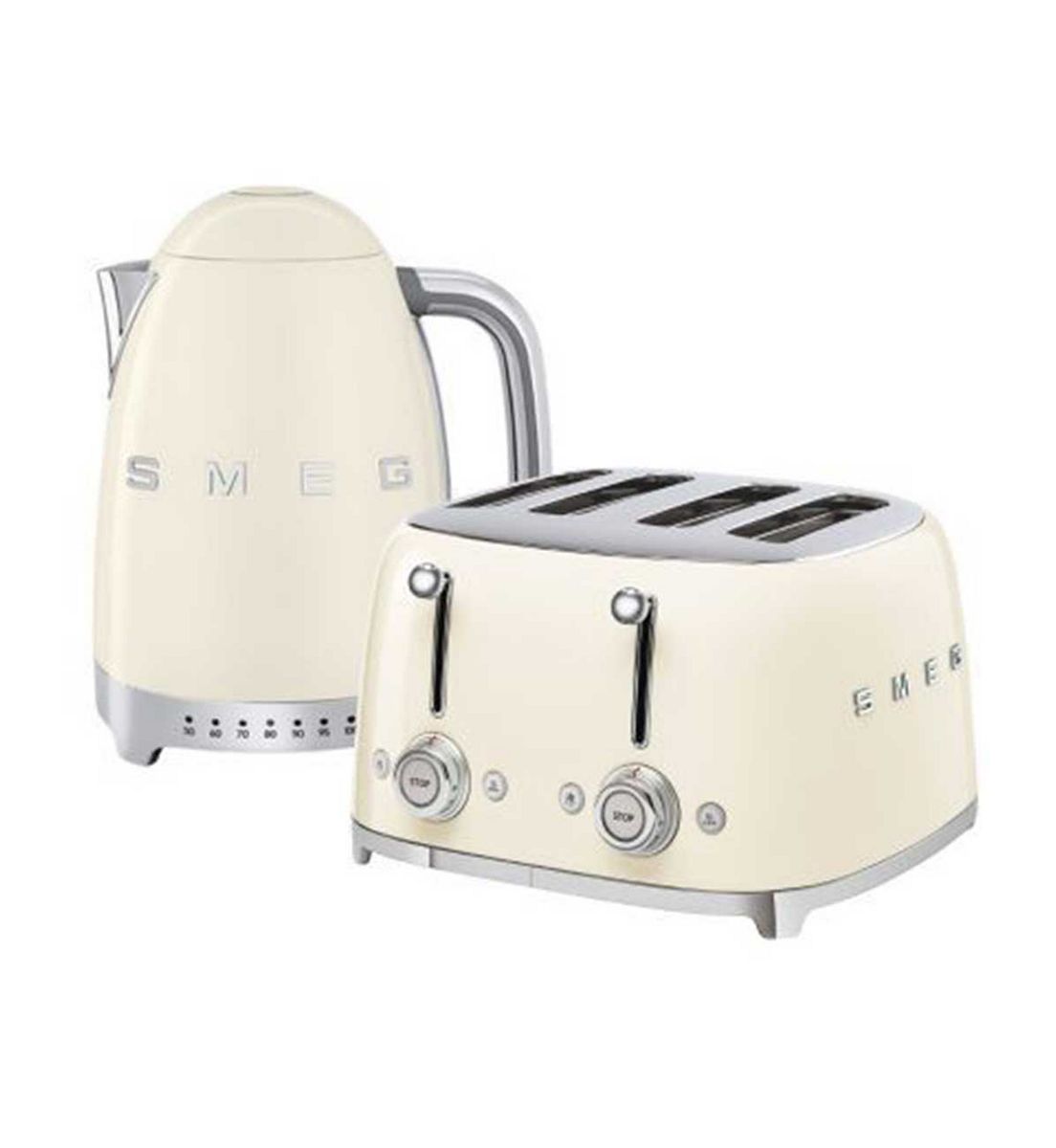 Smeg Kettle And 50S 4 By Slice Toaster In Cream