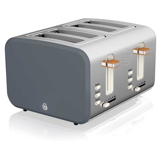 Swan 4 Slice Nordic Style Toaster - Grey