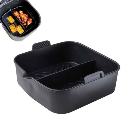 TOWER T843095 Non-stick Square Air Fryer Tray with Divider - Black