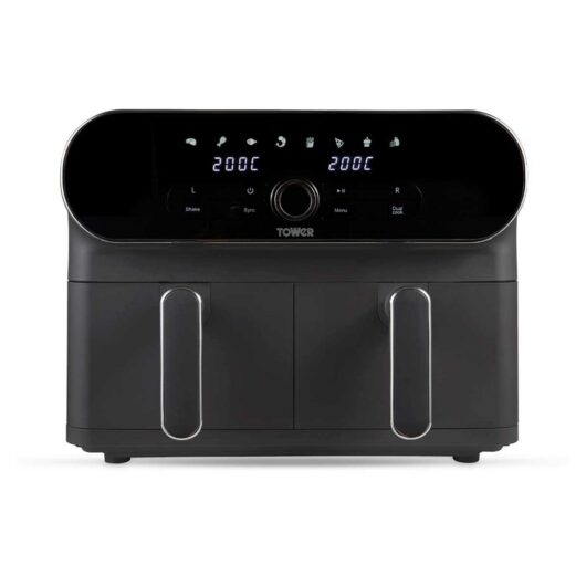 Tower Vortx Elite 10.4L Dual Basket Air Fryer Digital Graphite Grey With Chrome